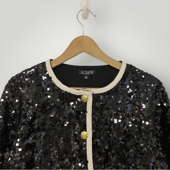 J.Crew | Mariner jersey lady jacket with sequins | Black/White | Size M - Picture 5 of 16